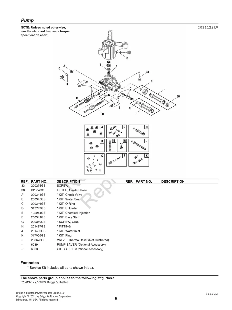 BRIGGS AND STRATTON, 020419-0, 2011, IPL.5